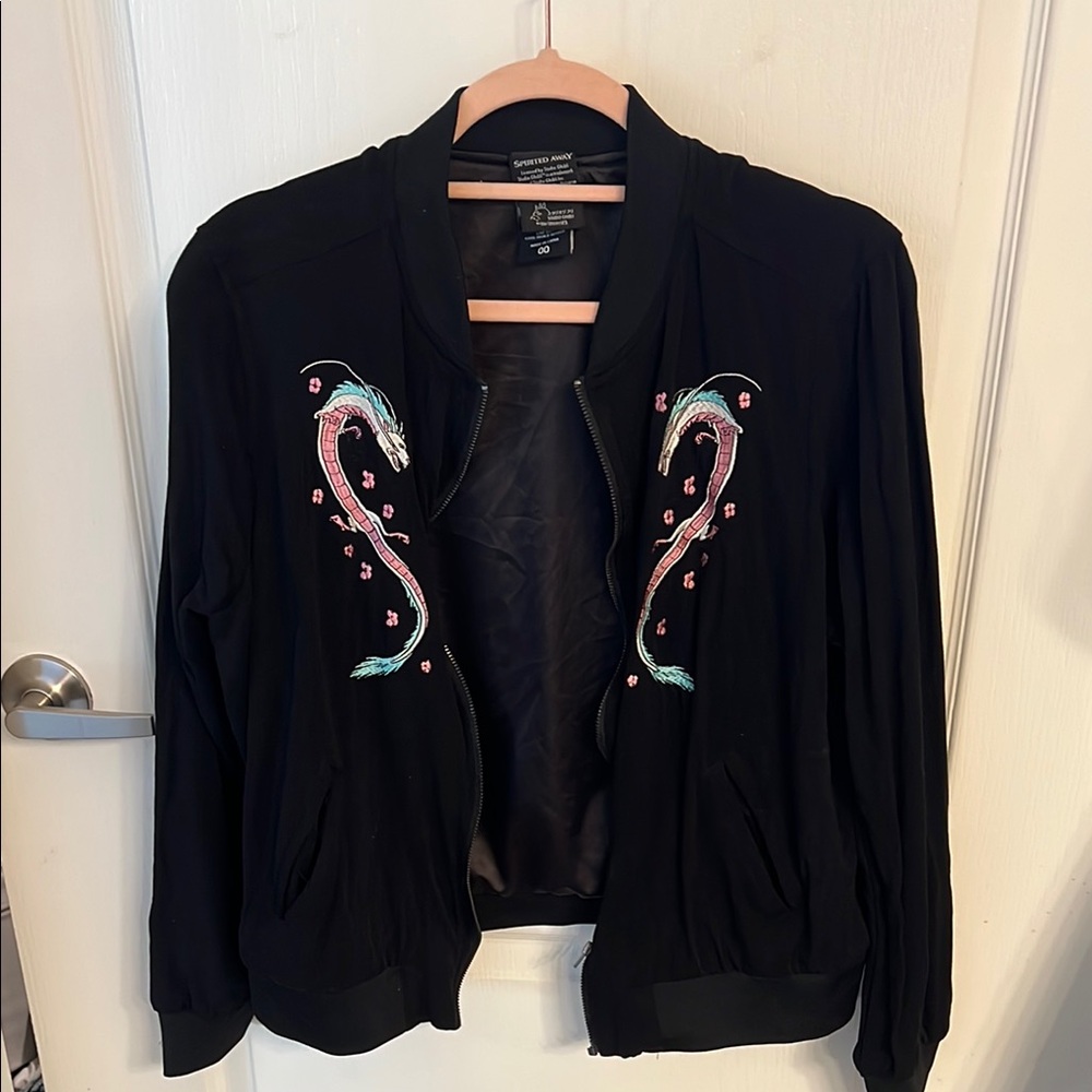 Torrid Spirited Away Black Bomber Jacket with Embroidery